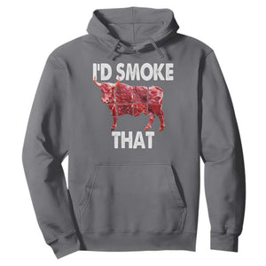 Funny BBQ Hoodie I'd Smoke That Cow Beef Chef Butcher Cook TS10 Charcoal Print Your Wear