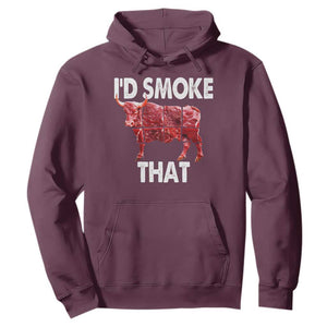 Funny BBQ Hoodie I'd Smoke That Cow Beef Chef Butcher Cook TS10 Maroon Print Your Wear