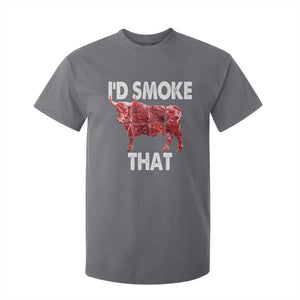 Funny BBQ T Shirt For Kid I'd Smoke That Cow Beef Chef Butcher Cook TS10 Charcoal Print Your Wear
