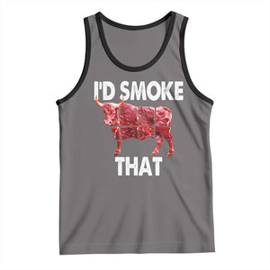 Funny BBQ Tank Top I'd Smoke That Cow Beef Chef Butcher Cook TS10 Deep Heather Black Print Your Wear