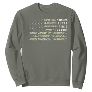 BBQ Sweatshirt Grilling Gifts For Grill Dad Meat Smoker Grill Camo Flag TS10 Military Green Print Your Wear