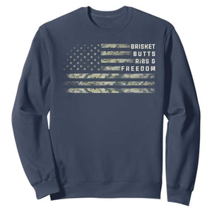 BBQ Sweatshirt Grilling Gifts For Grill Dad Meat Smoker Grill Camo Flag TS10 Navy Print Your Wear
