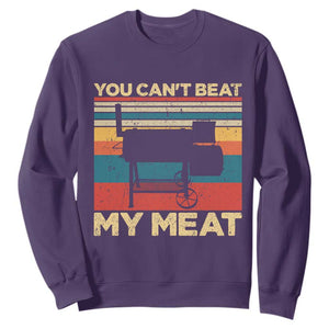 Funny BBQ Sweatshirt You Can't Beat My Meat Dad Grill Gift TS10 Purple Print Your Wear