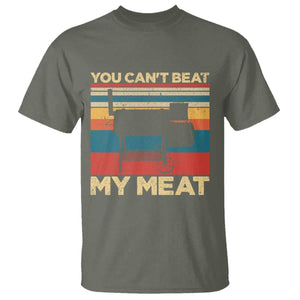 Funny BBQ T Shirt You Can't Beat My Meat Dad Grill Gift TS10 Military Green Print Your Wear