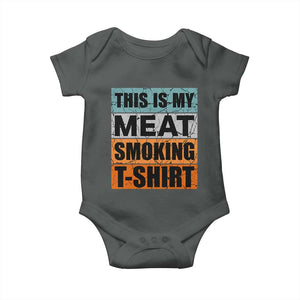 Retro BBQ Smoker This is My Meat Smoking Baby Onesie TS10 Dark Heather Print Your Wear