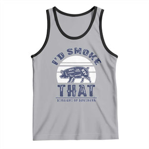 BBQ Tank Top I'd Smoke That Straight Up Southern Pork Cuts Grilling TS10 Athletic Heather Black Print Your Wear