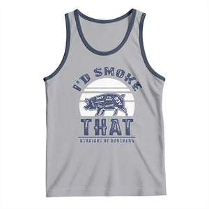 BBQ Tank Top I'd Smoke That Straight Up Southern Pork Cuts Grilling TS10 Athletic Heather Navy Print Your Wear