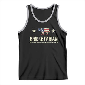 BBQ Tank Top Brisketarian Because Brisket Never Disappoints American Flag TS10 Black Athletic Heather Print Your Wear