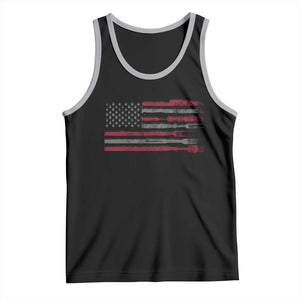 BBQ Tank Top With Red Line American Flag Meat Smoker Grilling Gifts TS10 Black Athletic Heather Print Your Wear