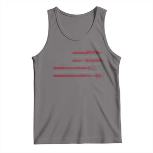 BBQ Tank Top With Red Line American Flag Meat Smoker Grilling Gifts TS10 Deep Heather Print Your Wear