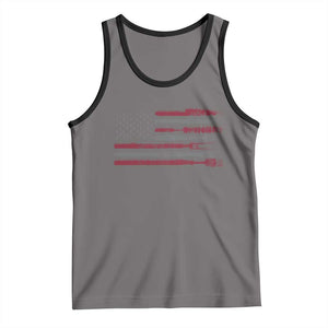 BBQ Tank Top With Red Line American Flag Meat Smoker Grilling Gifts TS10 Deep Heather Black Print Your Wear