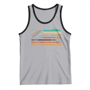 BBQ Tank Top With American Flag Brisket Butts Ribs and Freedom Grilling Gifts TS10 Athletic Heather Black Print Your Wear