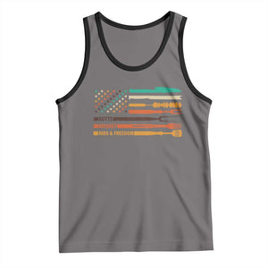 BBQ Tank Top With American Flag Brisket Butts Ribs and Freedom Grilling Gifts TS10 Deep Heather Black Print Your Wear