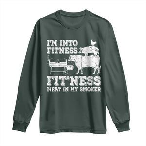 Funny BBQ Long Sleeve Shirt Meat Smoking Barbeque Griller Grilling Gifts TS10 Dark Forest Green Print Your Wear
