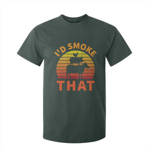 Funny BBQ T Shirt For Kid I'd Smoke That Barbecue Retro Grilling Gifts TS10 Dark Forest Green Print Your Wear