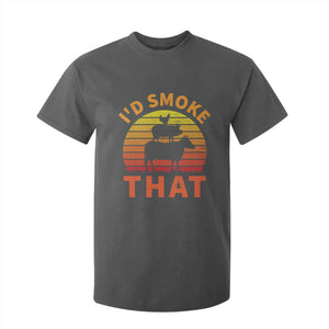 Funny BBQ T Shirt For Kid I'd Smoke That Barbecue Retro Grilling Gifts TS10 Dark Heather Print Your Wear