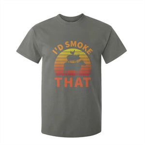 Funny BBQ T Shirt For Kid I'd Smoke That Barbecue Retro Grilling Gifts TS10 Military Green Print Your Wear