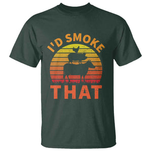 Funny BBQ T Shirt I'd Smoke That Barbecue Retro Grilling Gifts TS10 Dark Forest Green Print Your Wear