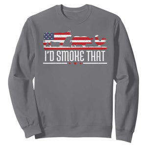 BBQ Sweatshirt 4th July I'd Smoke That Patriot Barbeque Cook Chef TS10 Charcoal Print Your Wear