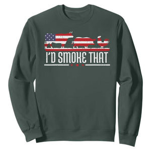 BBQ Sweatshirt 4th July I'd Smoke That Patriot Barbeque Cook Chef TS10 Dark Forest Green Print Your Wear