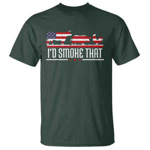 BBQ T Shirt 4th July I'd Smoke That Patriot Barbeque Cook Chef TS10 Dark Forest Green Print Your Wear