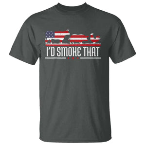 BBQ T Shirt 4th July I'd Smoke That Patriot Barbeque Cook Chef TS10 Dark Heather Print Your Wear