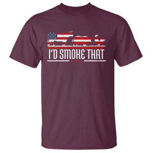 BBQ T Shirt 4th July I'd Smoke That Patriot Barbeque Cook Chef TS10 Maroon Print Your Wear