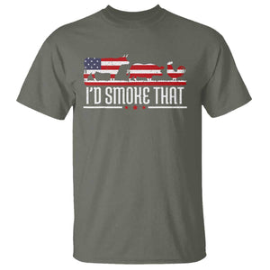 BBQ T Shirt 4th July I'd Smoke That Patriot Barbeque Cook Chef TS10 Military Green Print Your Wear