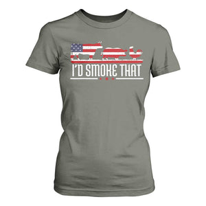 BBQ T Shirt For Women 4th July I'd Smoke That Patriot Barbeque Cook Chef TS10 Military Green Print Your Wear