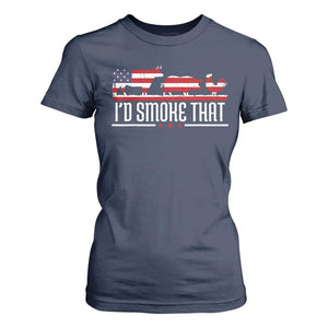 BBQ T Shirt For Women 4th July I'd Smoke That Patriot Barbeque Cook Chef TS10 Navy Print Your Wear