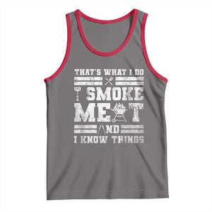 BBQ Tank Top I Smoke Meat And I Know Things Funny Saying TS10 Deep Heather Red Print Your Wear