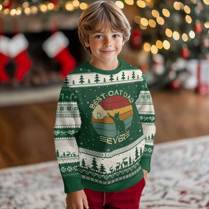 Best Cat Dad Ever Ugly Christmas Sweater Funny Cat Lover Gift Fathers Day TS10 Forest Green Beige Print Your Wear