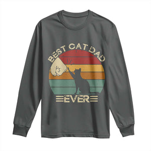 Best Cat Dad Ever Long Sleeve Shirt Funny Cat Lover Gift Fathers Day TS10 Dark Heather Print Your Wear