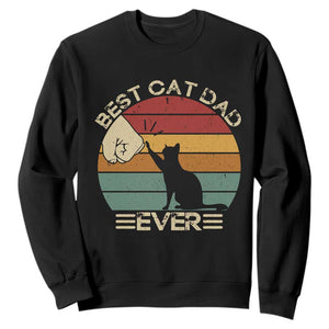 Best Cat Dad Ever Sweatshirt Funny Cat Lover Gift Fathers Day TS10 Black Print Your Wear