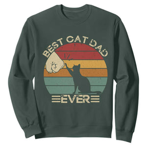 Best Cat Dad Ever Sweatshirt Funny Cat Lover Gift Fathers Day TS10 Dark Forest Green Print Your Wear