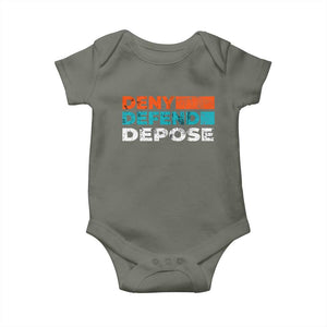 Deny Defend Depose Baby Onesie Vintage Retro TS10 Military Green Print Your Wear