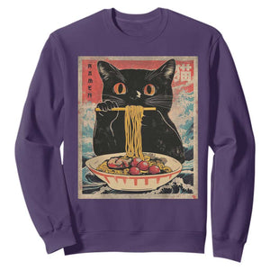 Japanese Ramen Sweatshirt Funny Graphic Tees Foodies Kawaii Cat Anime Gifts TS10 Purple Print Your Wear