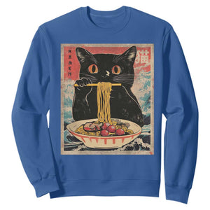 Japanese Ramen Sweatshirt Funny Graphic Tees Foodies Kawaii Cat Anime Gifts TS10 Royal Blue Print Your Wear