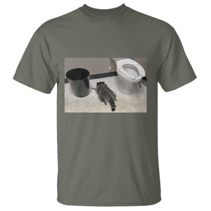 Funny Drunk Raccoon T Shirt Vintage Liquor Store Trash Panda Memes TS10 Military Green Print Your Wear