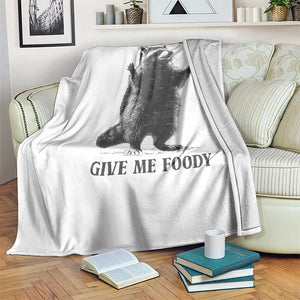 Raccoon Meme Throw Blanket If I'm Moody Give Me Foody Feral Gag Gift TS10 Print Your Wear