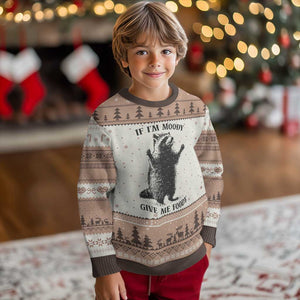 Raccoon Meme Ugly Christmas Sweater If I'm Moody Give Me Foody Feral Gag Gift TS10 Mocha Mousse Print Your Wear