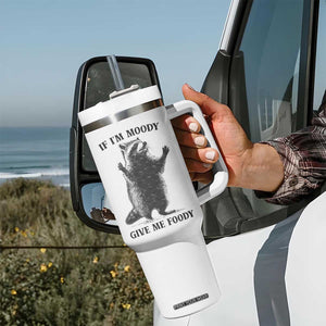 Raccoon Meme Tumbler With Handle If I'm Moody Give Me Foody Feral Gag Gift TS10 Print Your Wear
