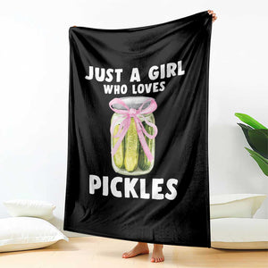Just a Girl Who Loves Pickles Throw Blanket Pickle Jars with Coquette Bow TS10 Print Your Wear