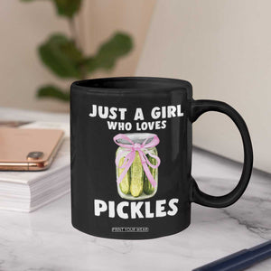 Just a Girl Who Loves Pickles Coffee Mug Pickle Jars with Coquette Bow TS10 Print Your Wear