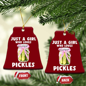 Just a Girl Who Loves Pickles Ceramic Ornament Pickle Jars with Coquette Bow TS10 Print Your Wear