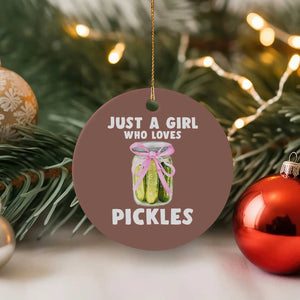 Just a Girl Who Loves Pickles Ceramic Ornament Pickle Jars with Coquette Bow TS10 1pc Mocha Print Your Wear