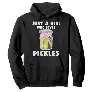 Just a Girl Who Loves Pickles Hoodie Pickle Jars with Coquette Bow TS10 Black Print Your Wear