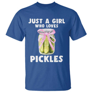 Just a Girl Who Loves Pickles T Shirt Pickle Jars with Coquette Bow TS10 Royal Blue Print Your Wear