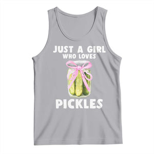 Just a Girl Who Loves Pickles Tank Top Pickle Jars with Coquette Bow TS10 Athletic Heather Print Your Wear