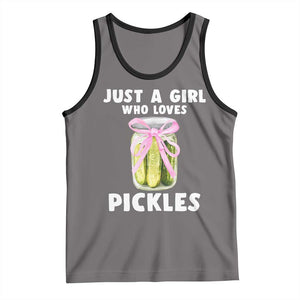 Just a Girl Who Loves Pickles Tank Top Pickle Jars with Coquette Bow TS10 Deep Heather Black Print Your Wear